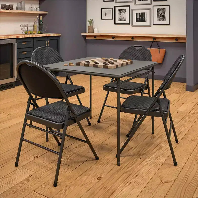 Chaises pliantes commerciales COSCO à triple renfort en métal avec assise en tissu, lot de 4, noires