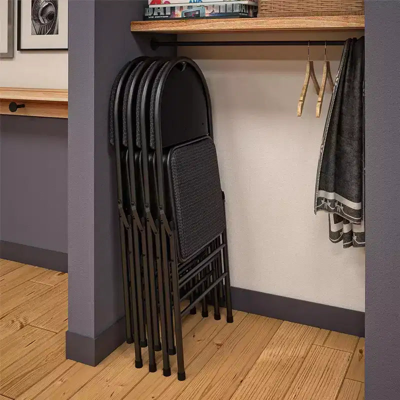 Chaises pliantes commerciales COSCO à triple renfort en métal avec assise en tissu, lot de 4, noires