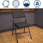 Chaises pliantes commerciales COSCO à triple renfort en métal avec assise en tissu, lot de 4, noires