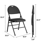 Chaises pliantes commerciales COSCO à triple renfort en métal avec assise en tissu, lot de 4, noires