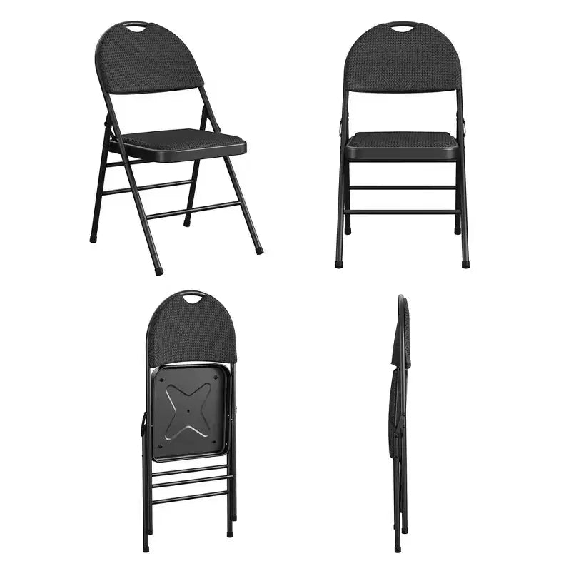 Chaises pliantes commerciales COSCO à triple renfort en métal avec assise en tissu, lot de 4, noires