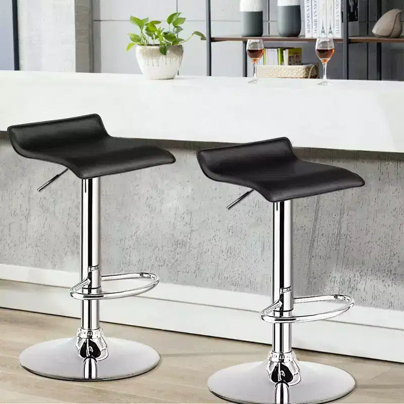 Costway Lot de 4 Tabourets de Bar Pivotants en Simili Cuir, Réglables, Chaises de Bar de Cuisine, Noir