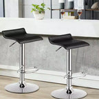 Costway Lot de 4 Tabourets de Bar Pivotants en Simili Cuir, Réglables, Chaises de Bar de Cuisine, Noir