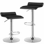 Costway Lot de 4 Tabourets de Bar Pivotants en Simili Cuir, Réglables, Chaises de Bar de Cuisine, Noir