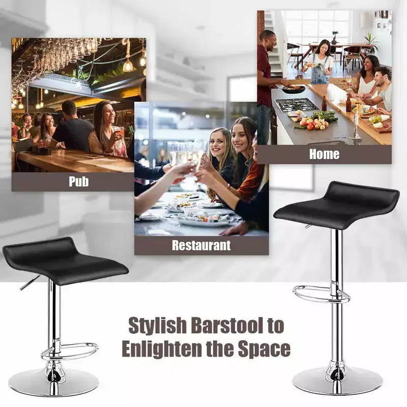 Costway Lot de 4 Tabourets de Bar Pivotants en Simili Cuir, Réglables, Chaises de Bar de Cuisine, Noir