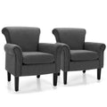 Costway Set of 2 Upholstered Fabric Accent Chairs w/ Rubber Wood Legs Dark Gray\Light Gray