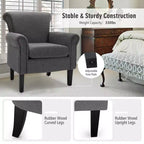 Lot de 2 fauteuils d'appoint en tissu rembourré Costway avec pieds en bois d'hévéa Gris foncé/Gris clair