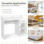 Bureau informatique de 22 pouces de large Costway, table d'étude pour ordinateur portable avec tiroir et tablette pour clavier Blanc/Noir