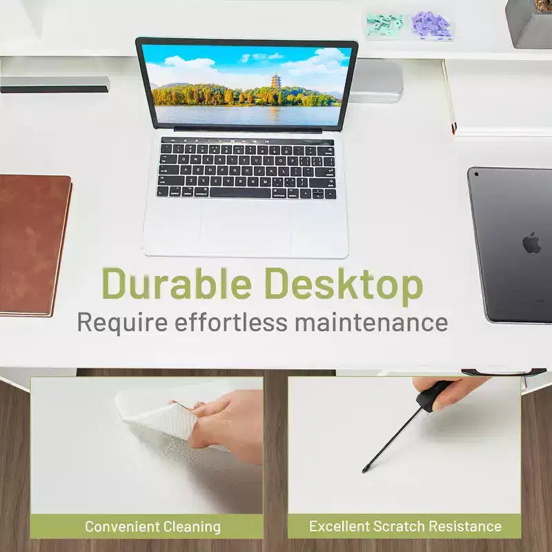 Bureau informatique de 22 pouces de large Costway, table d'étude pour ordinateur portable avec tiroir et tablette pour clavier Blanc/Noir
