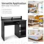 Bureau informatique de 22 pouces de large Costway, table d'étude pour ordinateur portable avec tiroir et tablette pour clavier Blanc/Noir