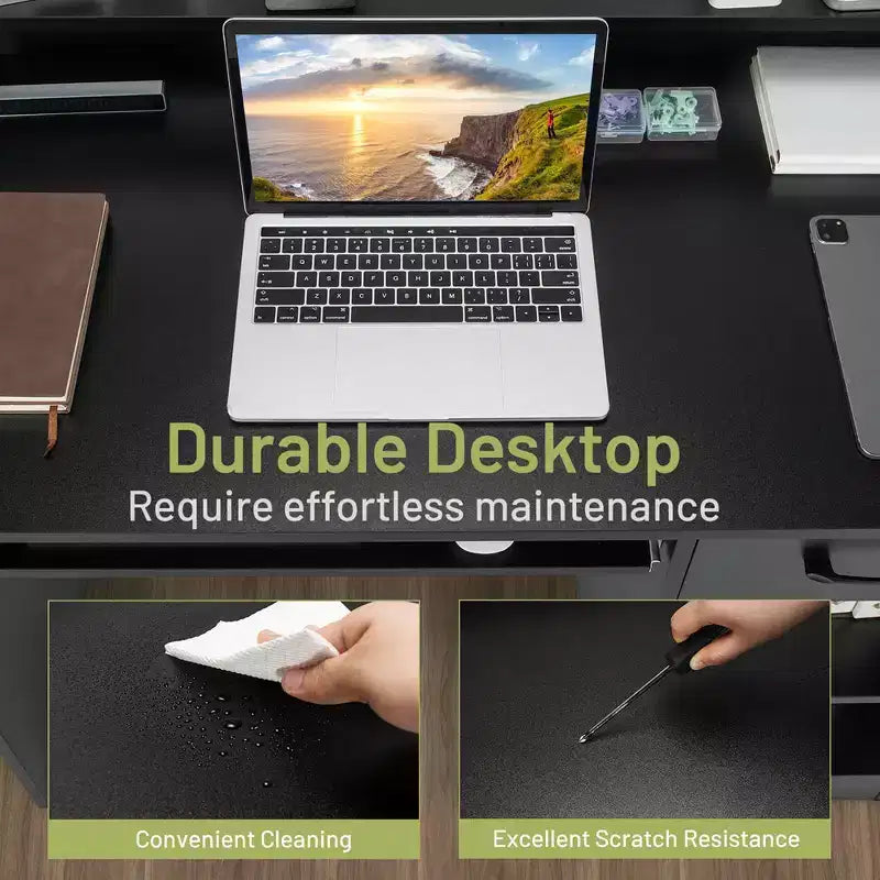 Bureau informatique de 22 pouces de large Costway, table d'étude pour ordinateur portable avec tiroir et tablette pour clavier Blanc/Noir