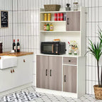 Buffet de cuisine 4 portes Costway 180 cm avec étagères réglables et armoire de rangement Blanc/Noir