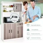 Buffet de cuisine 4 portes Costway 180 cm avec étagères réglables et armoire de rangement Blanc/Noir