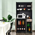 Buffet de cuisine 4 portes Costway 180 cm avec étagères réglables et armoire de rangement Blanc/Noir