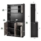 Buffet de cuisine 4 portes Costway 180 cm avec étagères réglables et armoire de rangement Blanc/Noir