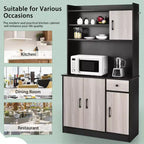 Buffet de cuisine 4 portes Costway 180 cm avec étagères réglables et armoire de rangement Blanc/Noir