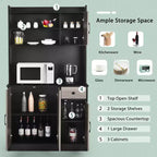 Buffet de cuisine 4 portes Costway 180 cm avec étagères réglables et armoire de rangement Blanc/Noir