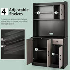 Buffet de cuisine 4 portes Costway 180 cm avec étagères réglables et armoire de rangement Blanc/Noir