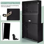 Buffet de cuisine 4 portes Costway 180 cm avec étagères réglables et armoire de rangement Blanc/Noir