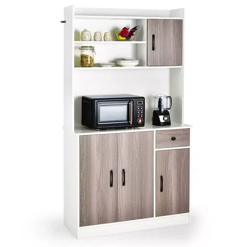 Buffet de cuisine 4 portes Costway 180 cm avec étagères réglables et armoire de rangement Blanc/Noir