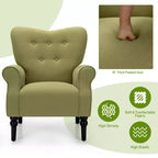 Fauteuil d'appoint moderne Costway avec dossier capitonné et pieds en bois d'hévéa