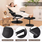 Fauteuil inclinable Costway avec repose-pieds, dossier réglable, siège rembourré, pour chambre à coucher Gris/Marron/Noir