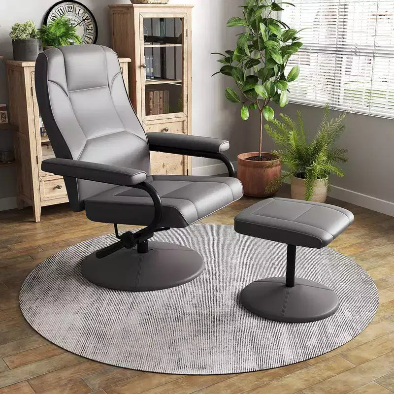 Fauteuil inclinable Costway avec repose-pieds, dossier réglable, siège rembourré, pour chambre à coucher Gris/Marron/Noir