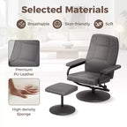 Fauteuil inclinable Costway avec repose-pieds, dossier réglable, siège rembourré, pour chambre à coucher Gris/Marron/Noir