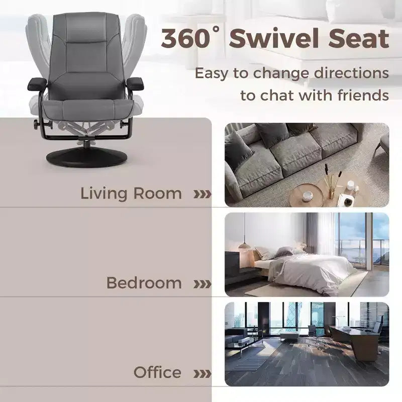 Fauteuil inclinable Costway avec repose-pieds, dossier réglable, siège rembourré, pour chambre à coucher Gris/Marron/Noir