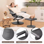 Fauteuil inclinable Costway avec repose-pieds, dossier réglable, siège rembourré, pour chambre à coucher Gris/Marron/Noir