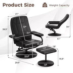 Fauteuil inclinable Costway avec repose-pieds, dossier réglable, siège rembourré, pour chambre à coucher Gris/Marron/Noir