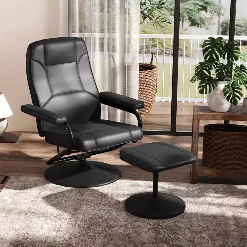 Fauteuil inclinable Costway avec repose-pieds, dossier réglable, siège rembourré, pour chambre à coucher Gris/Marron/Noir