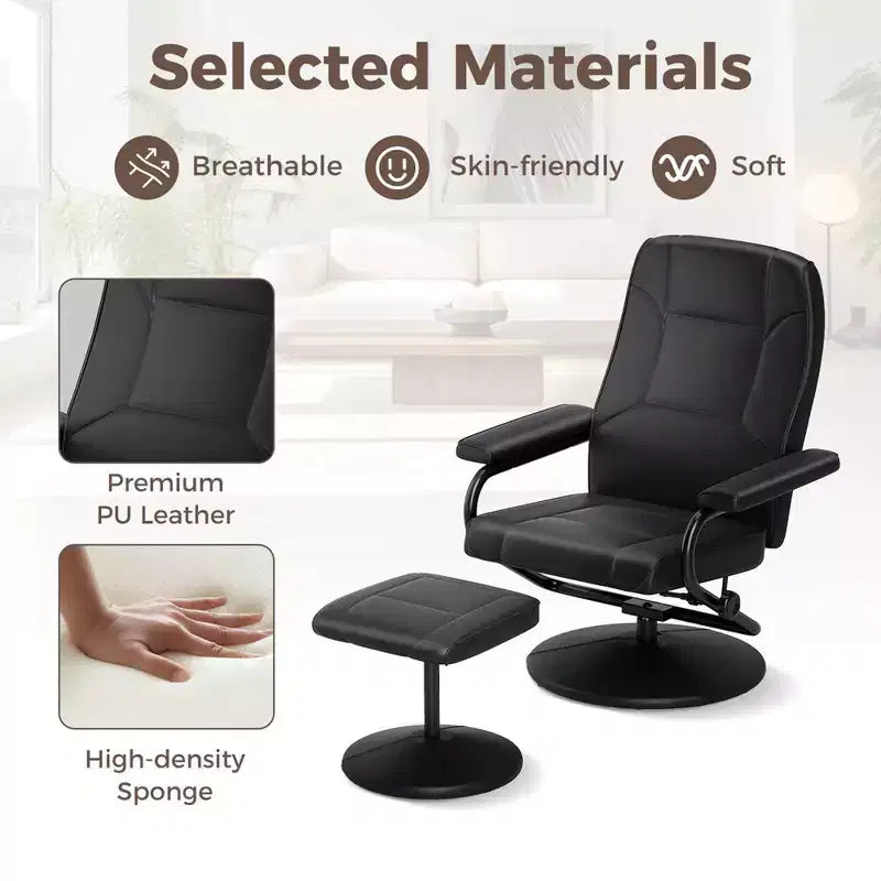 Fauteuil inclinable Costway avec repose-pieds, dossier réglable, siège rembourré, pour chambre à coucher Gris/Marron/Noir