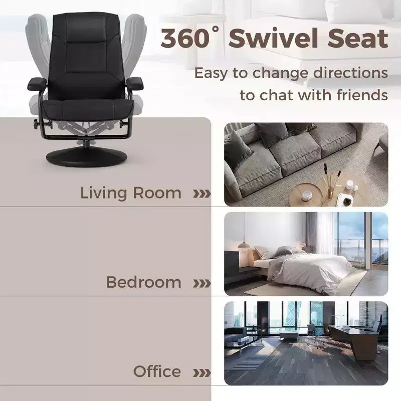 Fauteuil inclinable Costway avec repose-pieds, dossier réglable, siège rembourré, pour chambre à coucher Gris/Marron/Noir