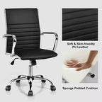 Lot de 2 chaises de bureau Costway en cuir PU avec dossier haut et accoudoirs