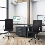 Lot de 2 chaises de bureau Costway en cuir PU avec dossier haut et accoudoirs