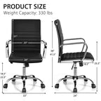 Lot de 2 chaises de bureau Costway en cuir PU avec dossier haut et accoudoirs