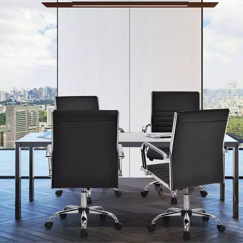 Lot de 2 chaises de bureau Costway en cuir PU avec dossier haut et accoudoirs