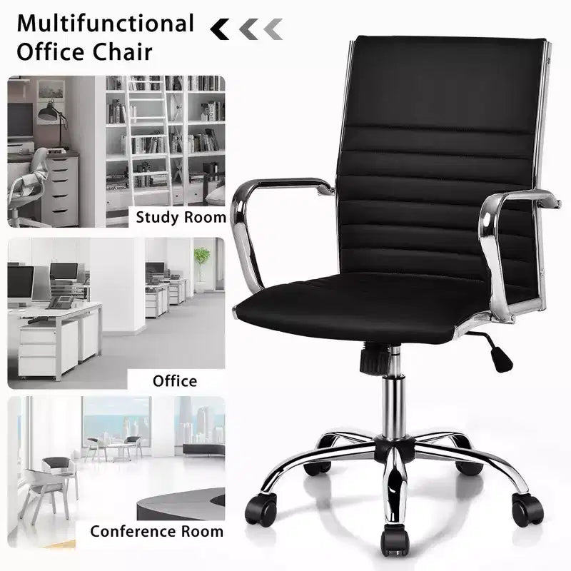 Lot de 2 chaises de bureau Costway en cuir PU avec dossier haut et accoudoirs