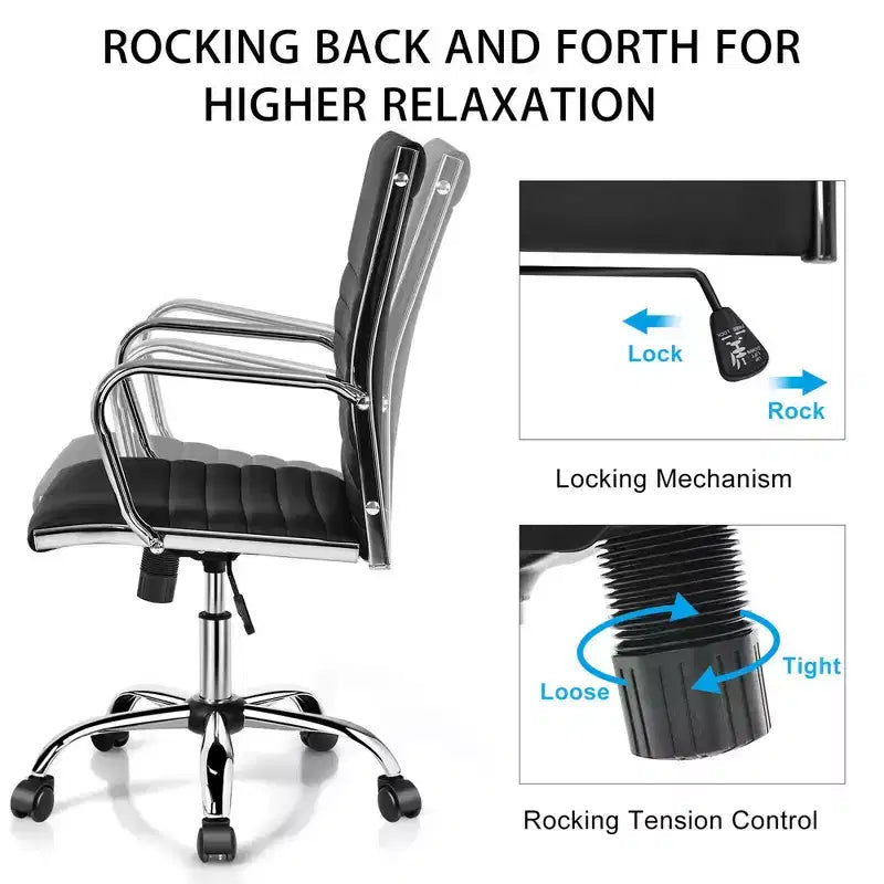Lot de 2 chaises de bureau Costway en cuir PU avec dossier haut et accoudoirs