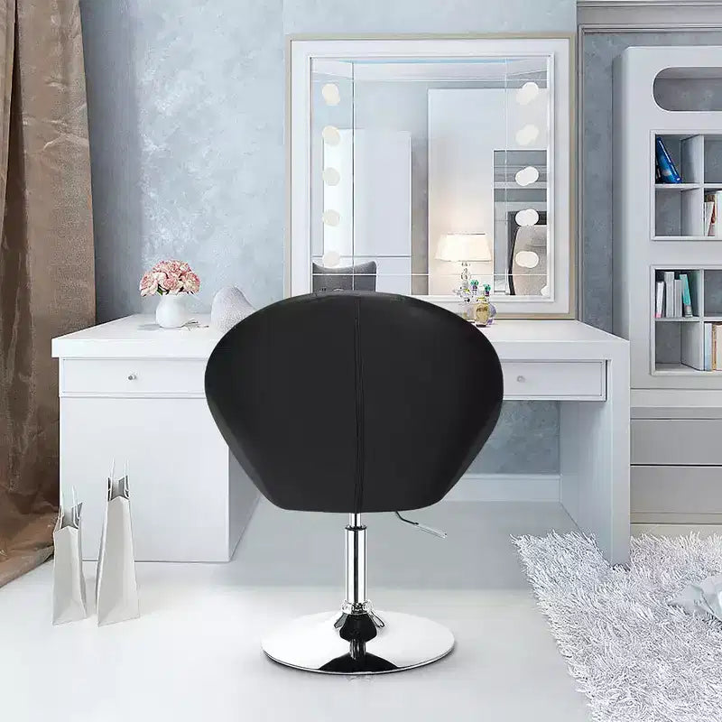 Costway Fauteuil pivotant moderne 1 pièce avec dossier rond capitonné en similicuir PU noir