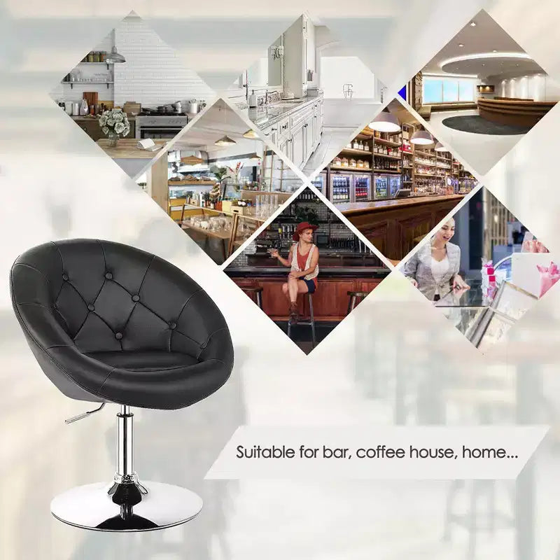 Costway Fauteuil pivotant moderne 1 pièce avec dossier rond capitonné en similicuir PU noir