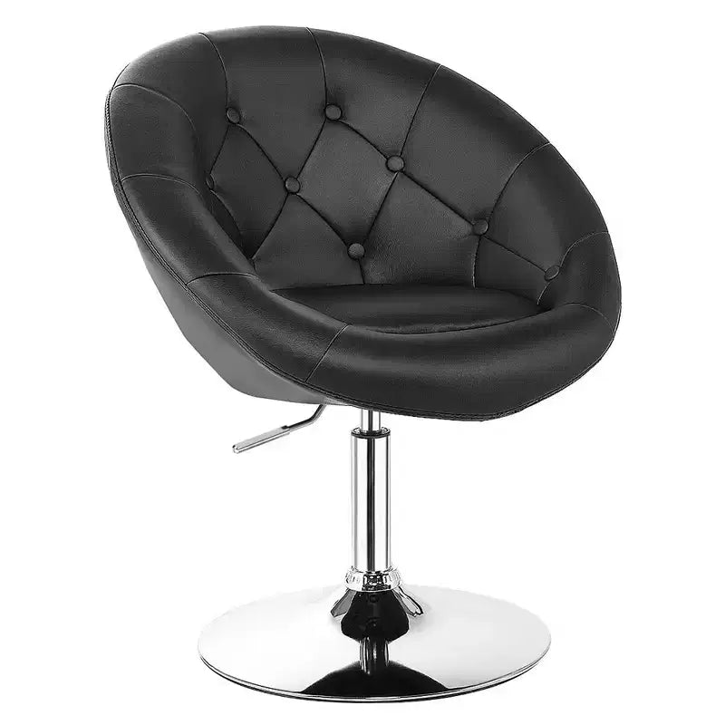 Costway Fauteuil pivotant moderne 1 pièce avec dossier rond capitonné en similicuir PU noir