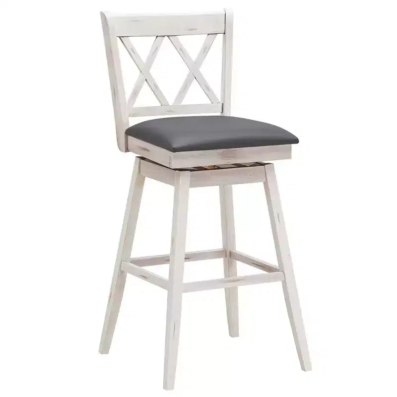Costway Lot de 2/4 tabourets de bar pivotants à hauteur de comptoir avec pieds en bois d'hévéa noir/blanc