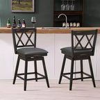Costway Lot de 2/4 tabourets de bar pivotants à hauteur de comptoir avec pieds en bois d'hévéa noir/blanc