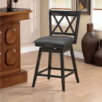 Costway Lot de 2/4 tabourets de bar pivotants à hauteur de comptoir avec pieds en bois d'hévéa noir/blanc