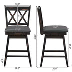 Costway Lot de 2/4 tabourets de bar pivotants à hauteur de comptoir avec pieds en bois d'hévéa noir/blanc