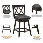 Costway Lot de 2/4 tabourets de bar pivotants à hauteur de comptoir avec pieds en bois d'hévéa noir/blanc