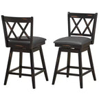 Costway Lot de 2/4 tabourets de bar pivotants à hauteur de comptoir avec pieds en bois d'hévéa noir/blanc