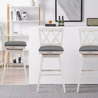 Costway Lot de 2/4 tabourets de bar pivotants à hauteur de comptoir avec pieds en bois d'hévéa noir/blanc